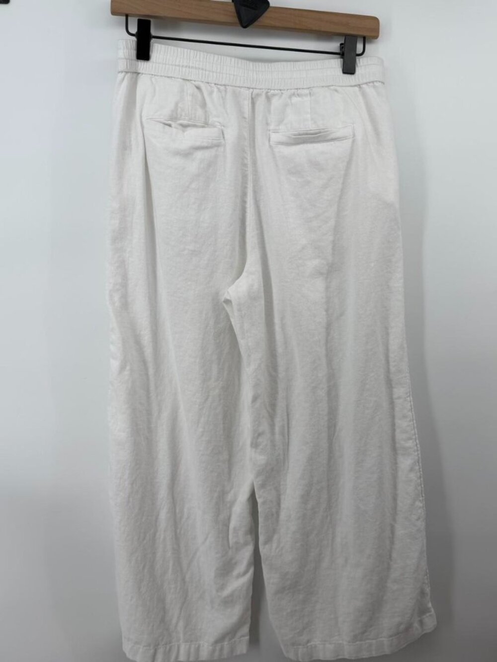 Caslon White Linen Blend Wide Leg Pants Size Small Drawstring Waist Coastal - Picture 4 of 7